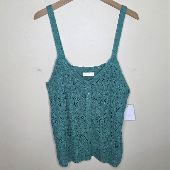 NWT LC Lauren Conrad | Green Pointelle Knit Sweater Tank Size XXL - Picture 1 of 7